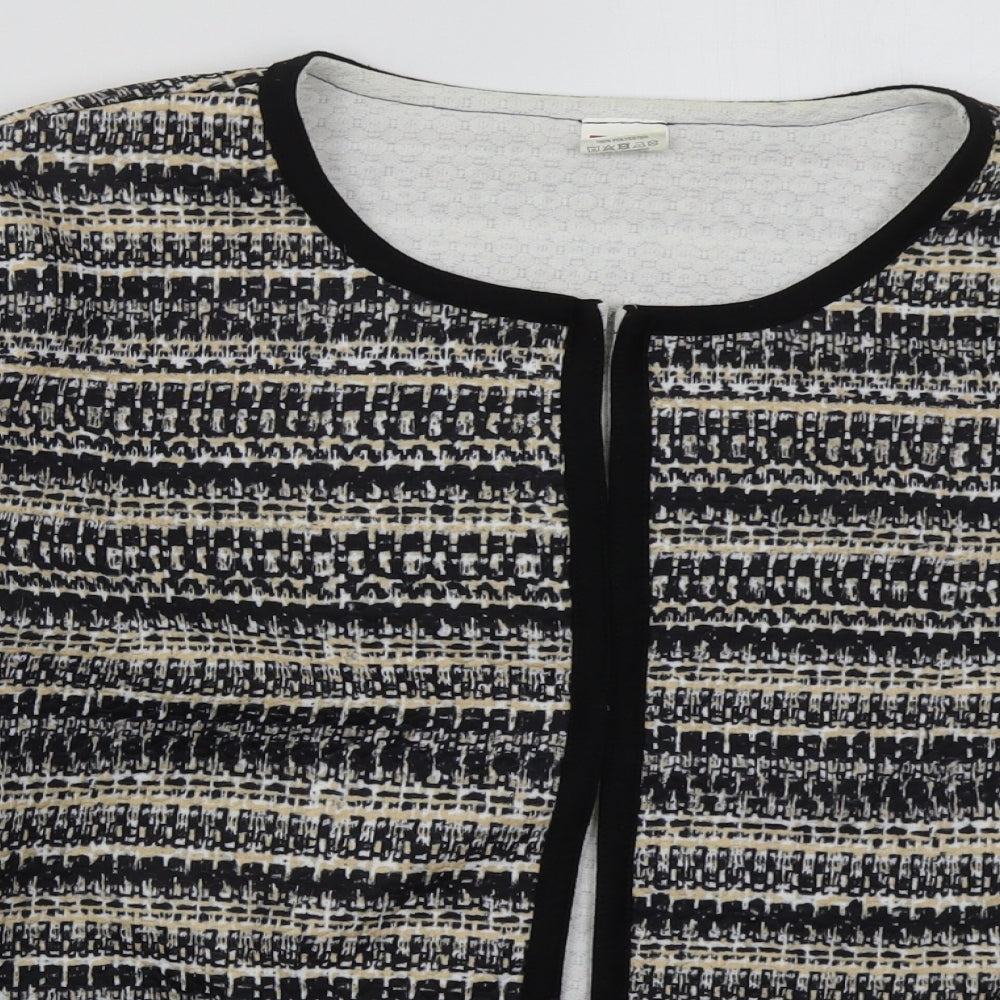 La Maison Du Jersey Womens Black Geometric  Jacket  Size 16  Hook & Eye - Beige