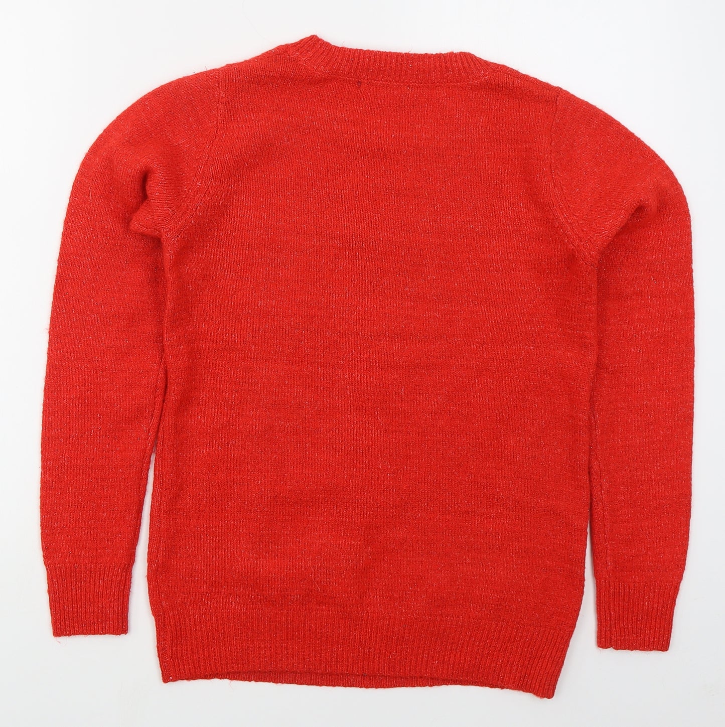 TU Womens Red Crew Neck  Acrylic Pullover Jumper Size 10   - Rudolph