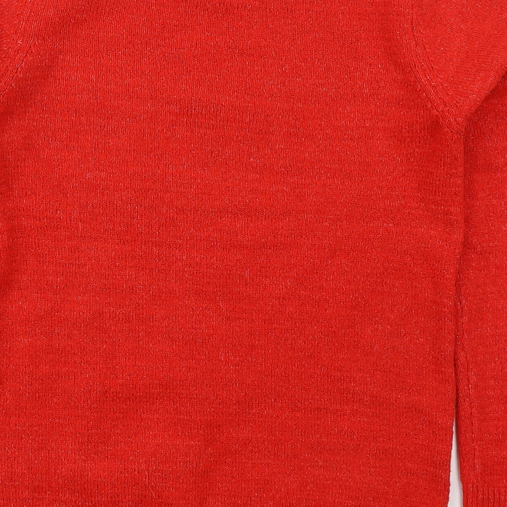 TU Womens Red Crew Neck  Acrylic Pullover Jumper Size 10   - Rudolph