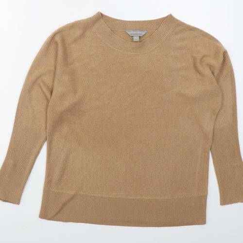 Dorothy Perkins Womens Beige Crew Neck  Acrylic Pullover Jumper Size 10