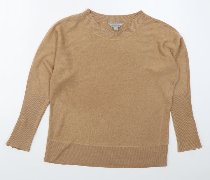 Dorothy Perkins Womens Beige Crew Neck Acrylic Pullover Jumper Size 10