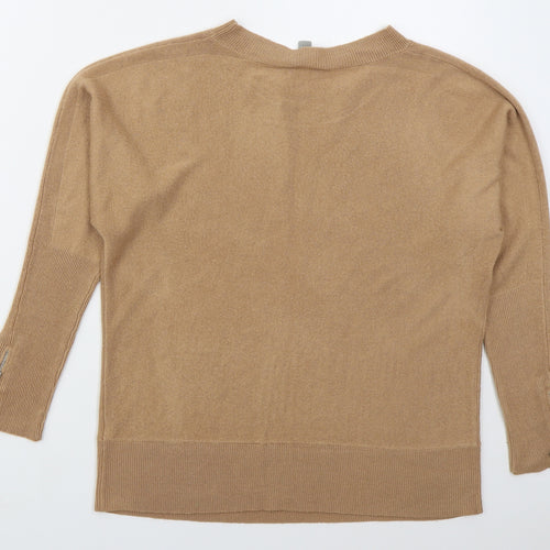 Dorothy Perkins Womens Beige Crew Neck  Acrylic Pullover Jumper Size 10