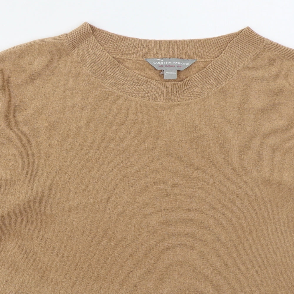 Dorothy Perkins Womens Beige Crew Neck  Acrylic Pullover Jumper Size 10