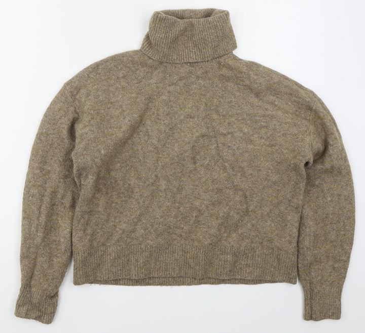 H&M Womens Beige Roll Neck Acrylic Pullover Jumper Size S