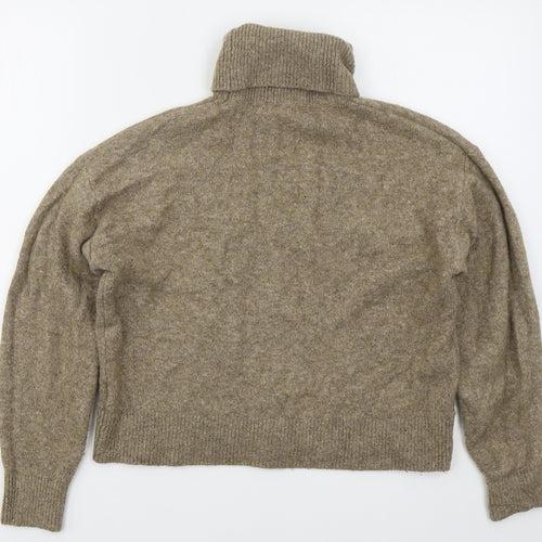 H&M Womens Beige Roll Neck  Acrylic Pullover Jumper Size S