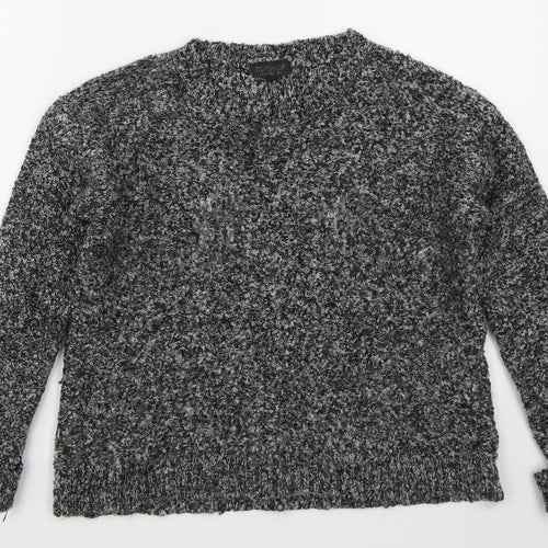 Topshop Womens Grey Crew Neck  Acrylic Pullover Jumper Size 6
