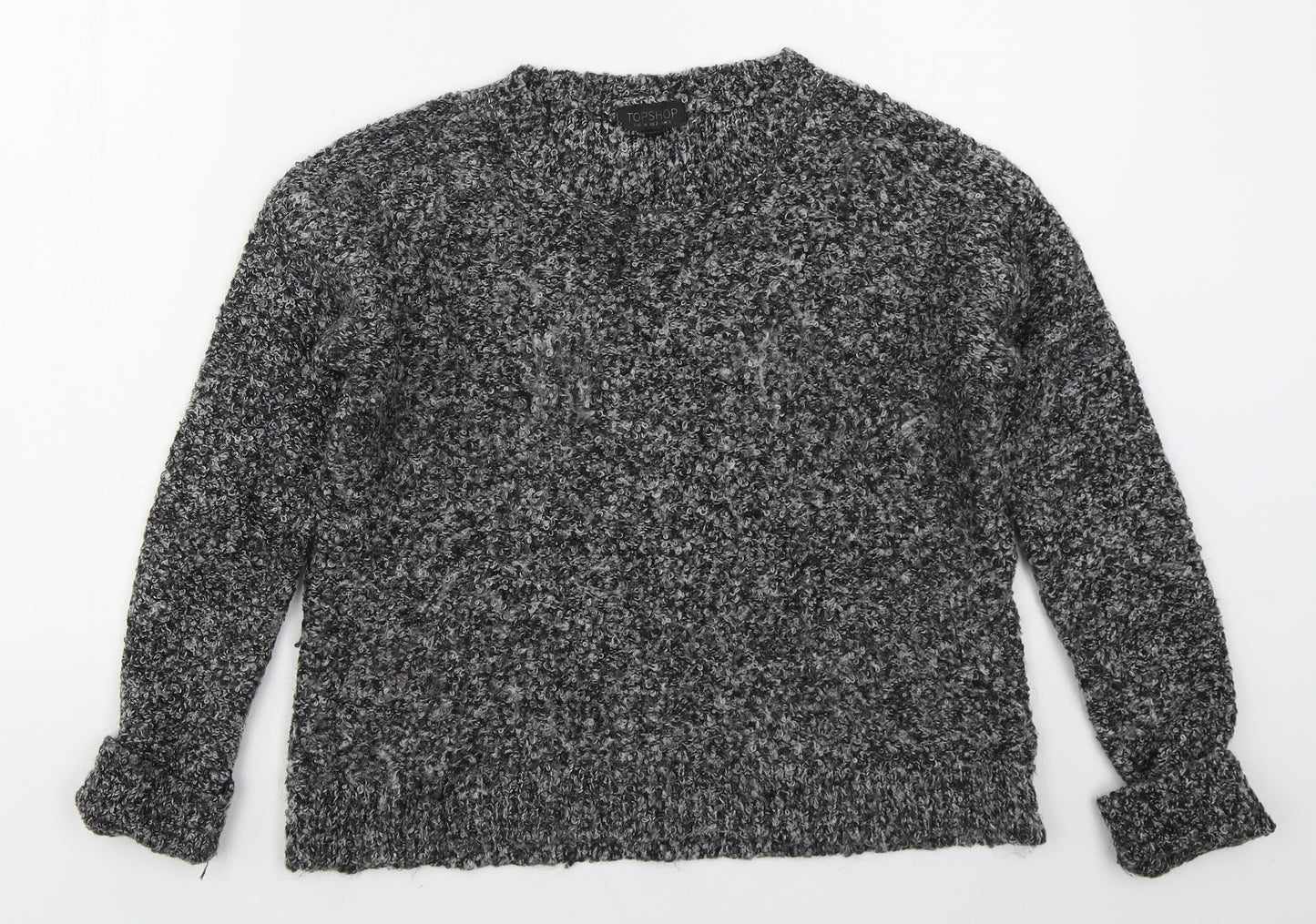 Topshop Womens Grey Crew Neck  Acrylic Pullover Jumper Size 6
