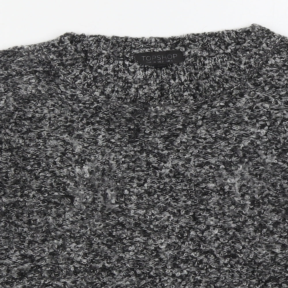 Topshop Womens Grey Crew Neck  Acrylic Pullover Jumper Size 6
