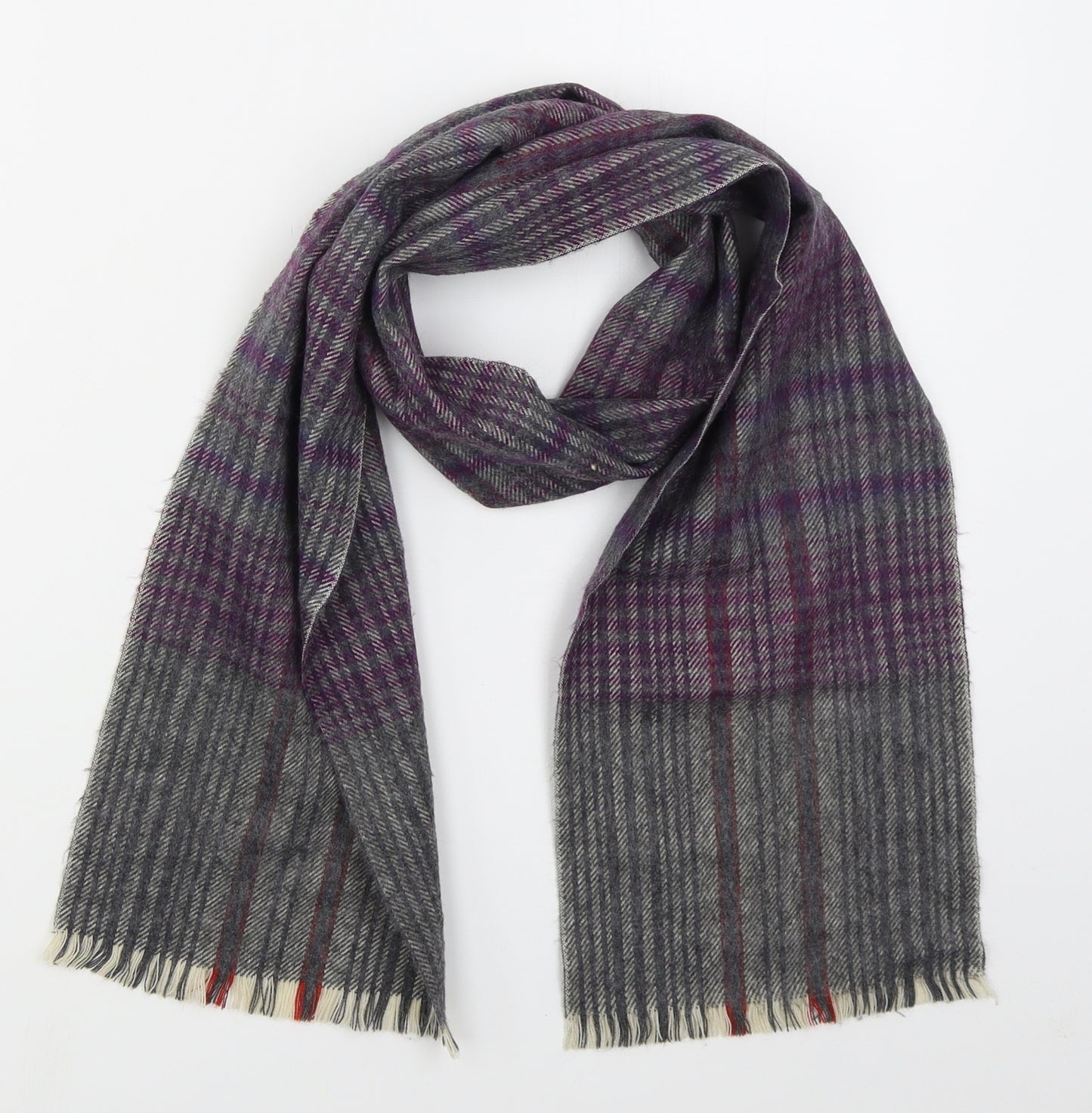St Michael Womens Purple Check Acrylic  Scarf