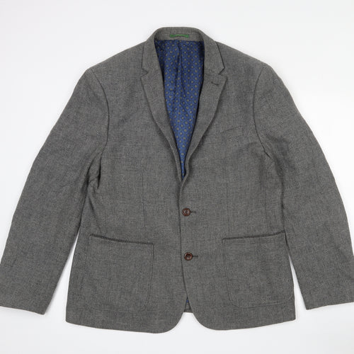 Easy Mens Grey  Acrylic Jacket Blazer Size L