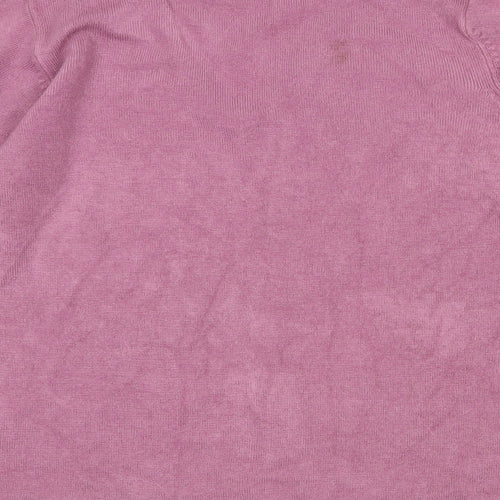 Fay Louise Womens Purple V-Neck Floral Acrylic Pullover Jumper Size M