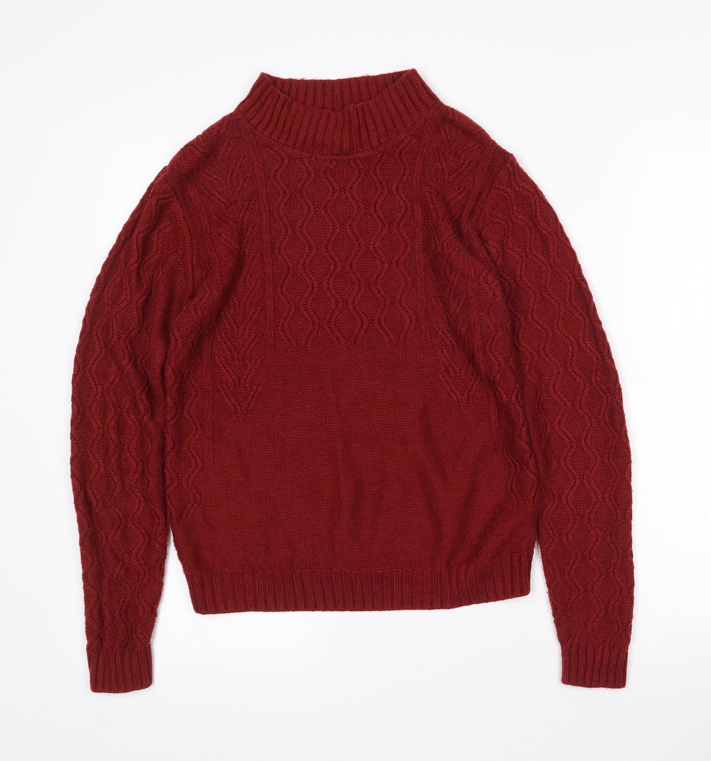Papaya Womens Red Mock Neck  Acrylic Pullover Jumper Size S