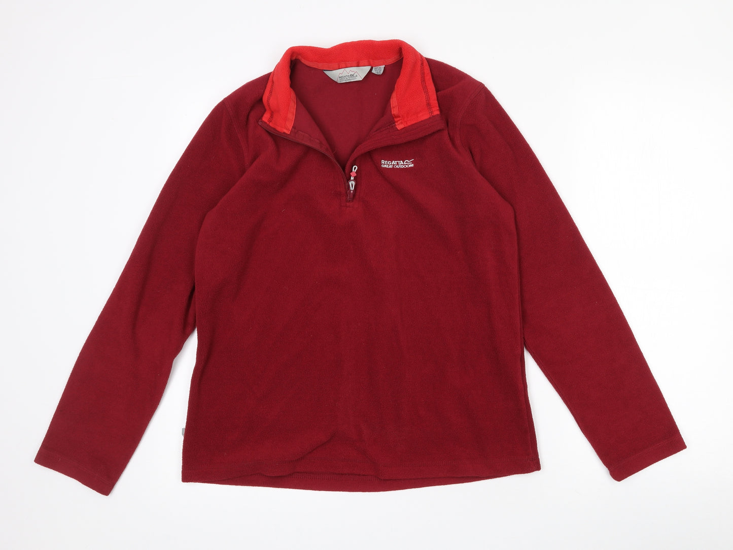 Regatta Womens Red  Polyester Basic Casual Size 10 Collared Zip