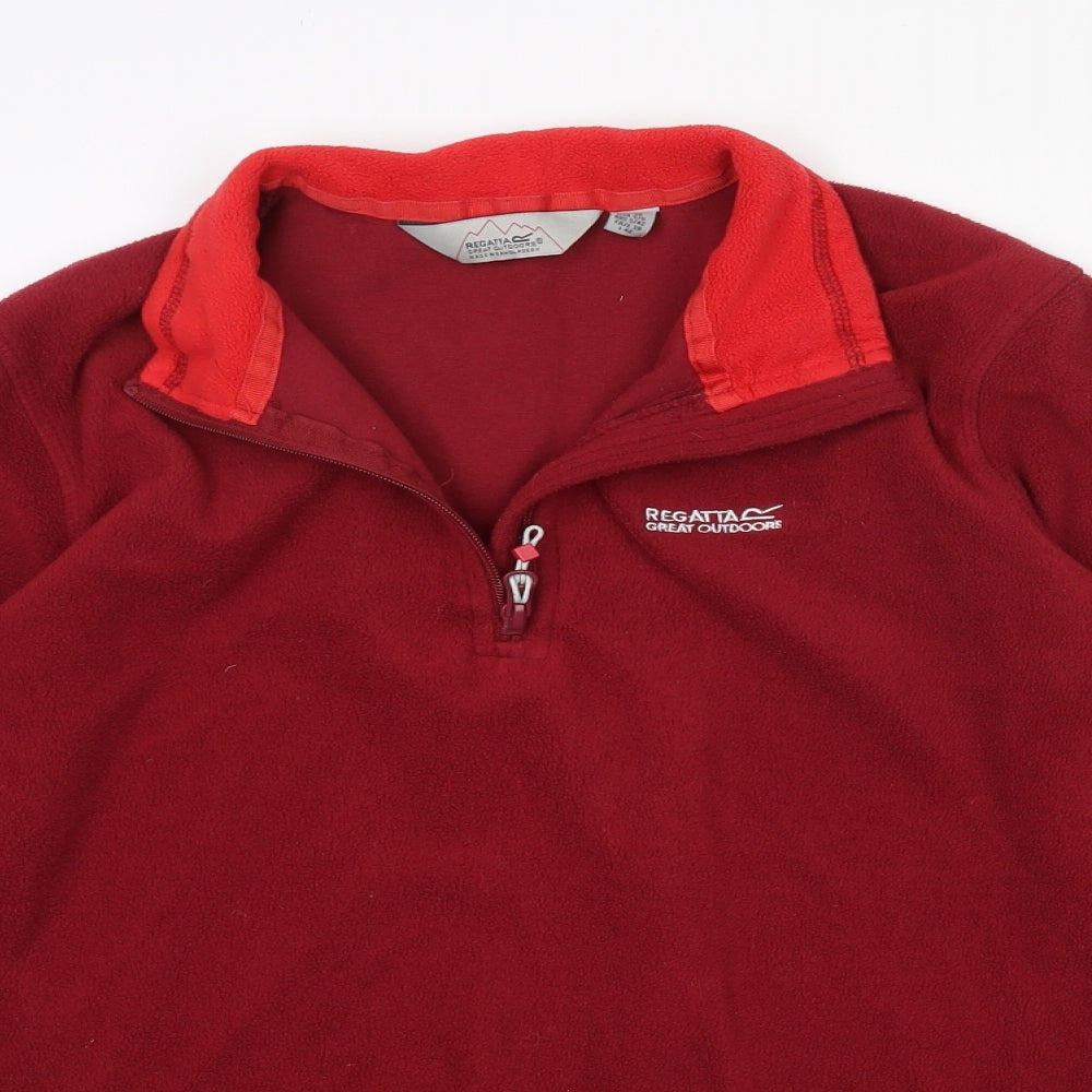 Regatta Womens Red  Polyester Basic Casual Size 10 Collared Zip