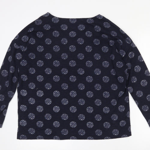 Bonmarché Womens Blue Polka Dot Polyester Jersey T-Shirt Size 12 Round Neck