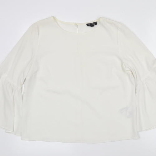 Topshop Womens White  Polyester Kimono Blouse Size 10 Round Neck