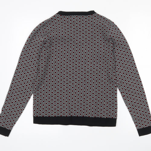 Papaya Womens Black Crew Neck Geometric Polyamide Pullover Jumper Size 10