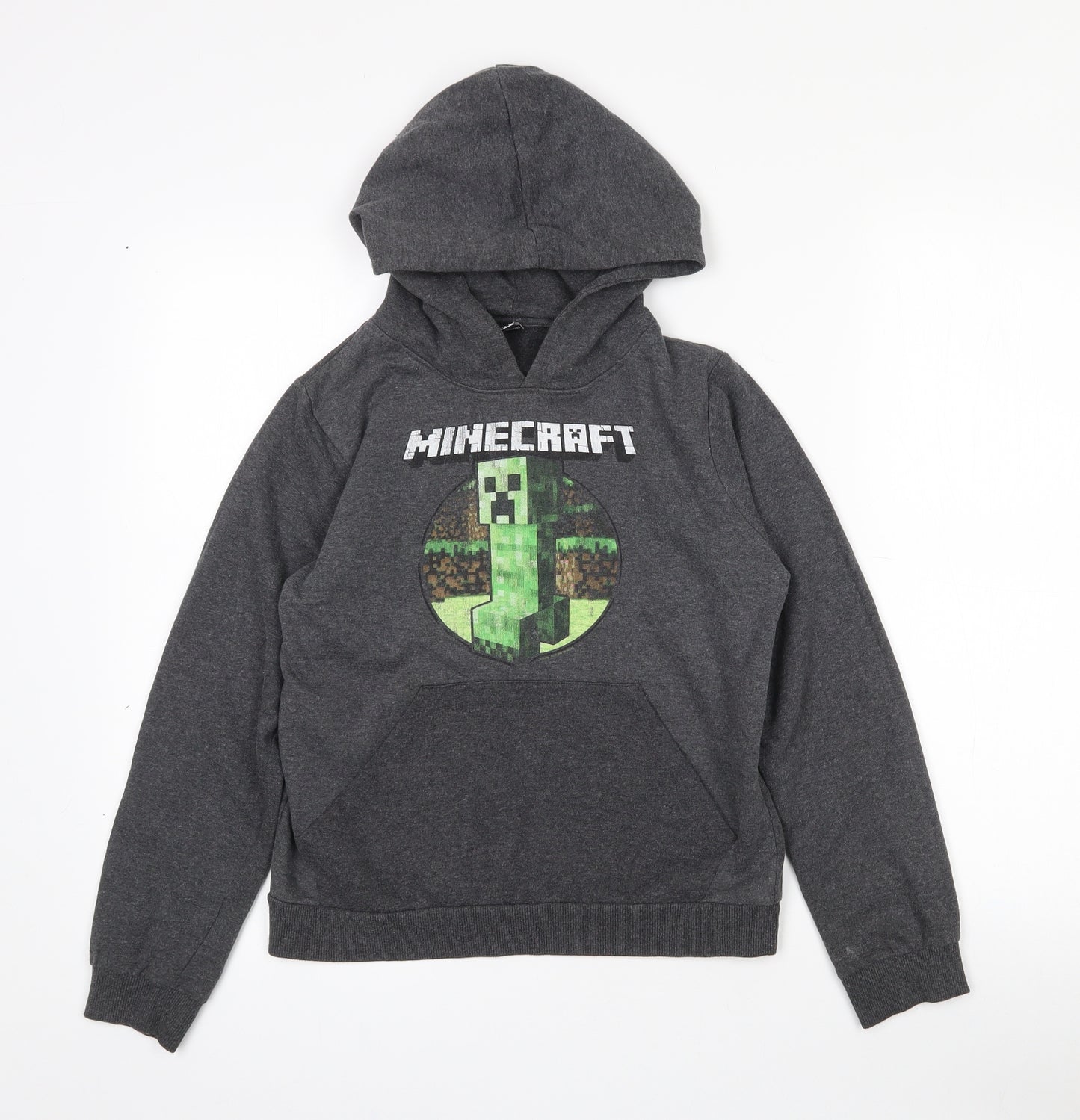 Jinx Boys Grey  Cotton Pullover Hoodie Size 9-10 Years   - Minecraft