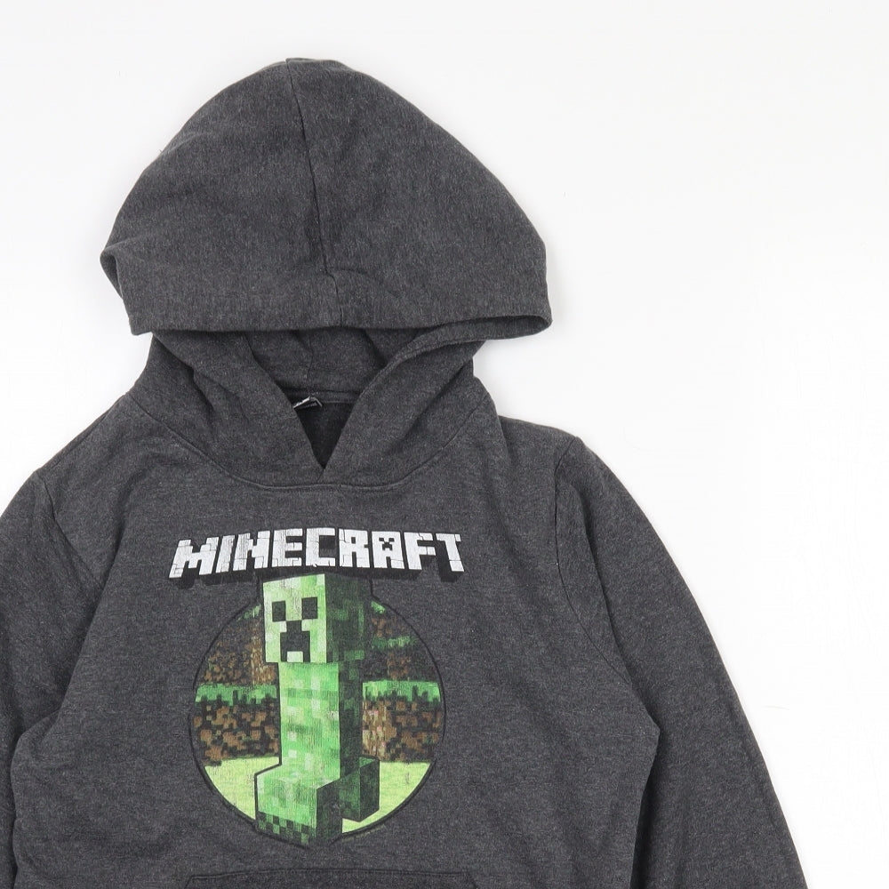 Jinx Boys Grey  Cotton Pullover Hoodie Size 9-10 Years   - Minecraft