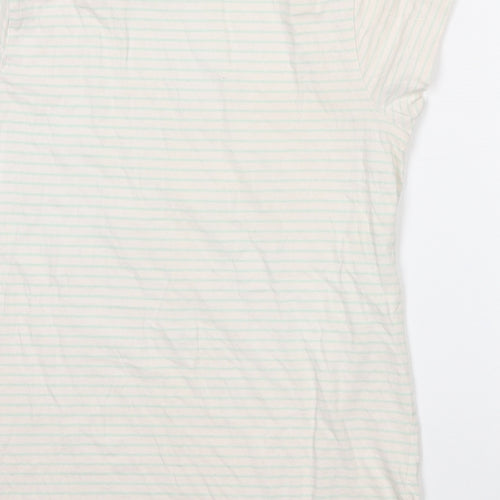 Primark Girls Ivory Striped Cotton Basic T-Shirt Size 11-12 Years Crew Neck  - Unicorn print