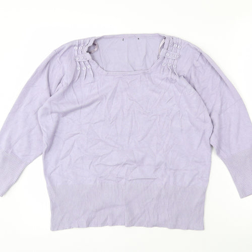 Preworn Womens Purple Scoop Neck  Viscose Pullover Jumper Size 14