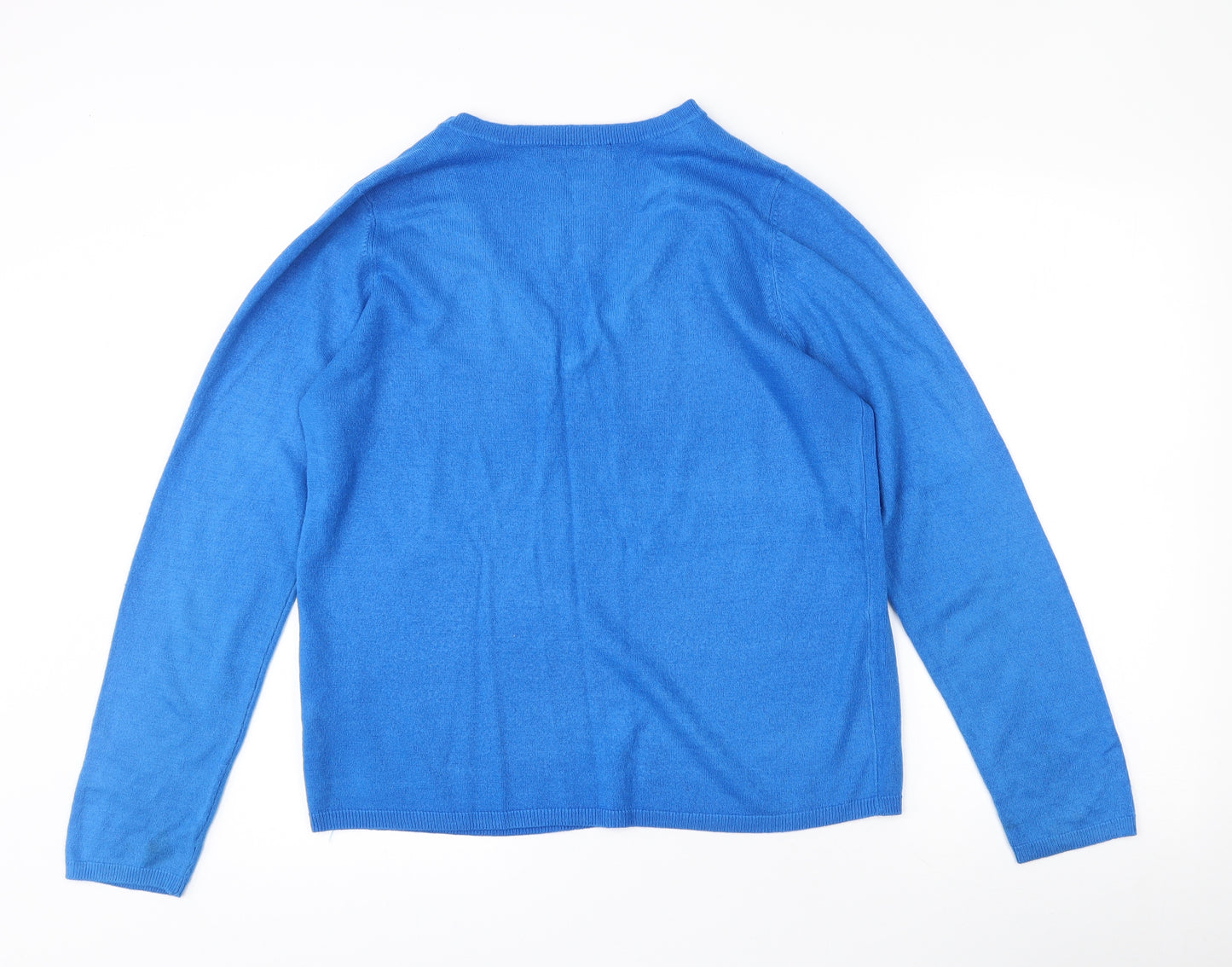 Marks and Spencer Womens Blue V-Neck  Acrylic Pullover Jumper Size 16