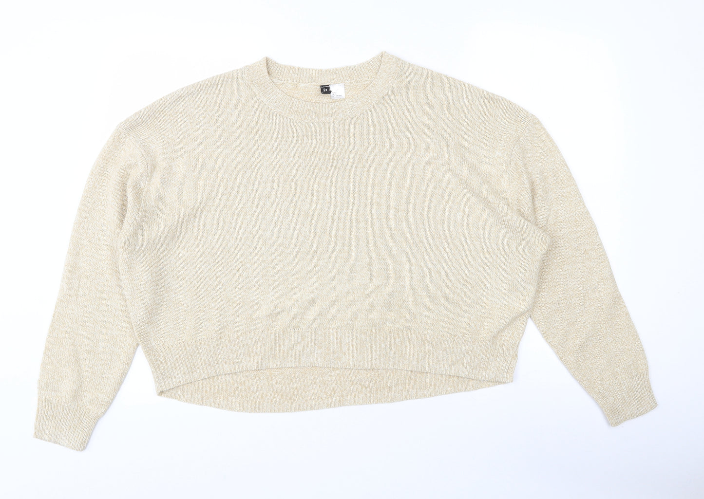 Divided Womens Beige Crew Neck  Acrylic Pullover Jumper Size L   - Cropped