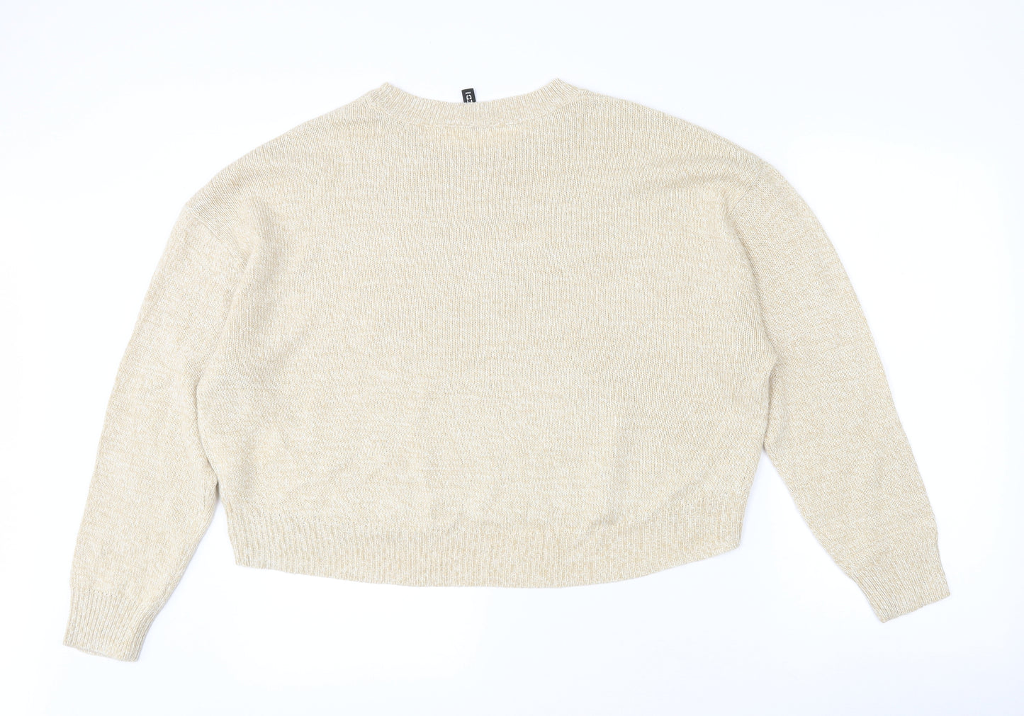 Divided Womens Beige Crew Neck  Acrylic Pullover Jumper Size L   - Cropped