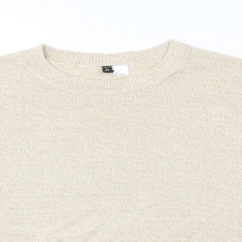 Divided Womens Beige Crew Neck  Acrylic Pullover Jumper Size L   - Cropped