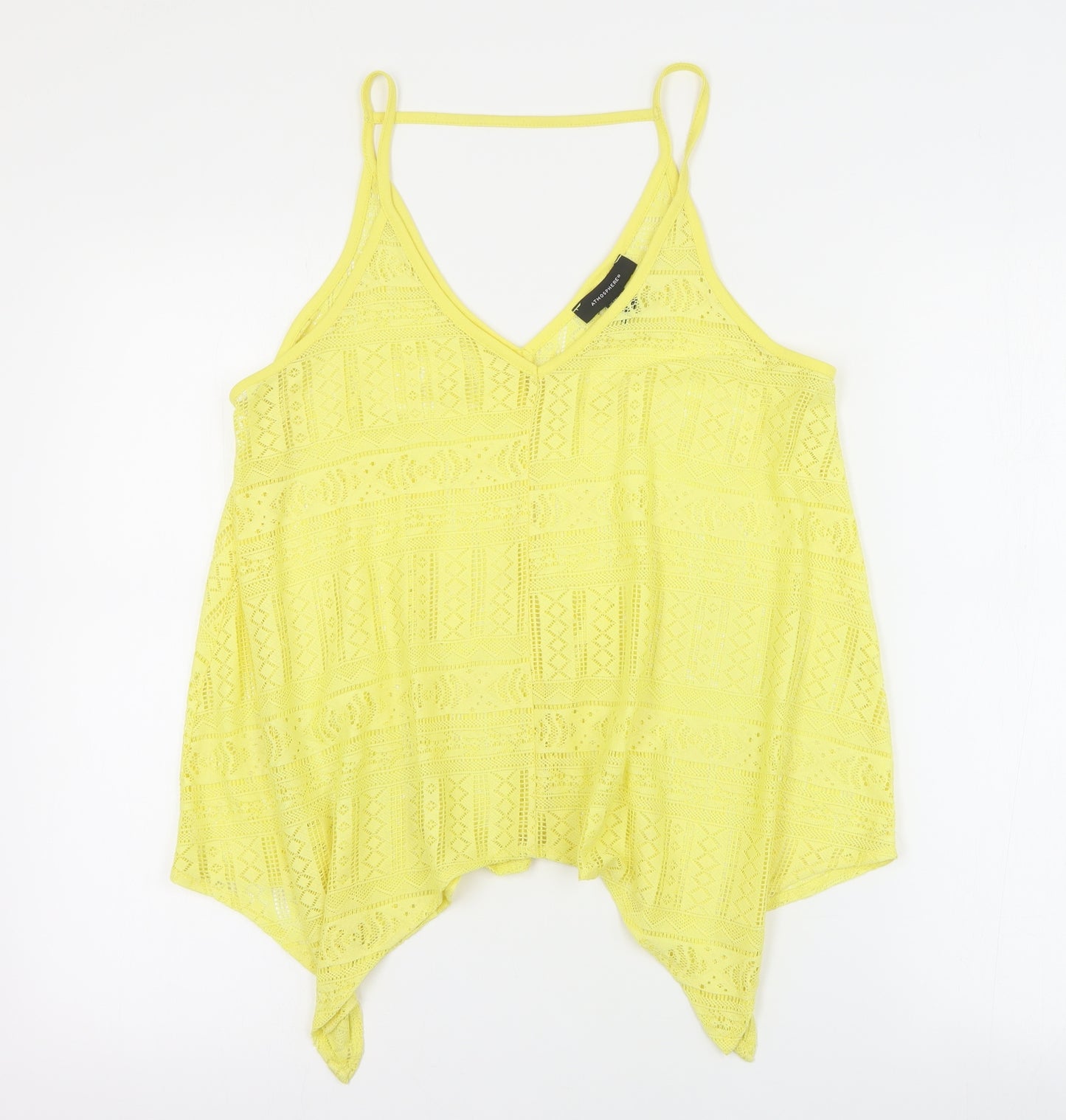 Primark Womens Yellow  Polyester Basic Tank Size 12 V-Neck