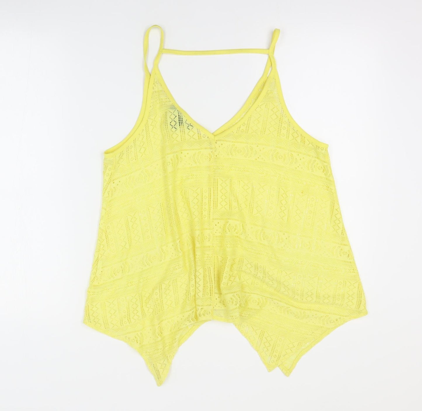 Primark Womens Yellow  Polyester Basic Tank Size 12 V-Neck