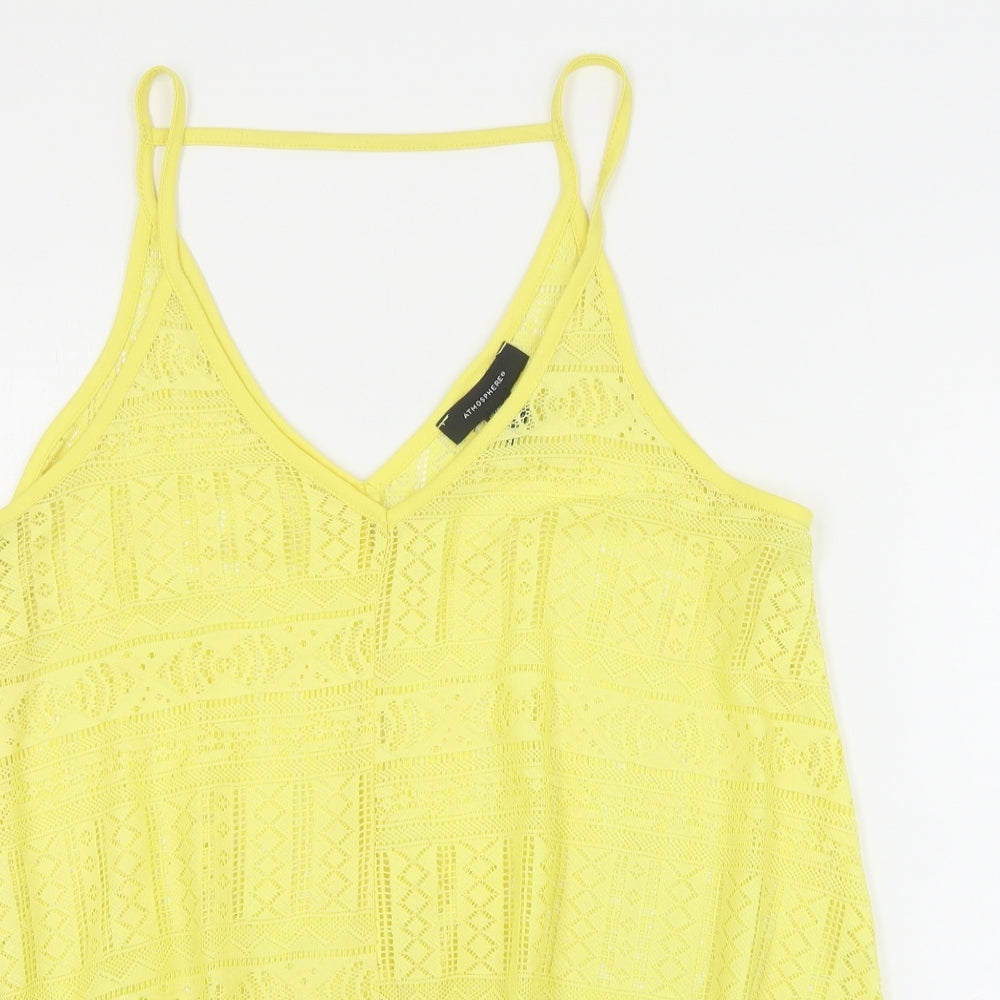 Primark Womens Yellow  Polyester Basic Tank Size 12 V-Neck