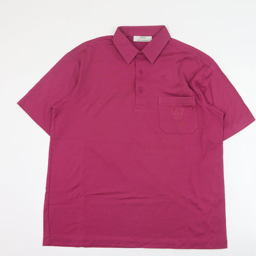 St Bernard Mens Pink  Cotton  Polo Size L Collared Button