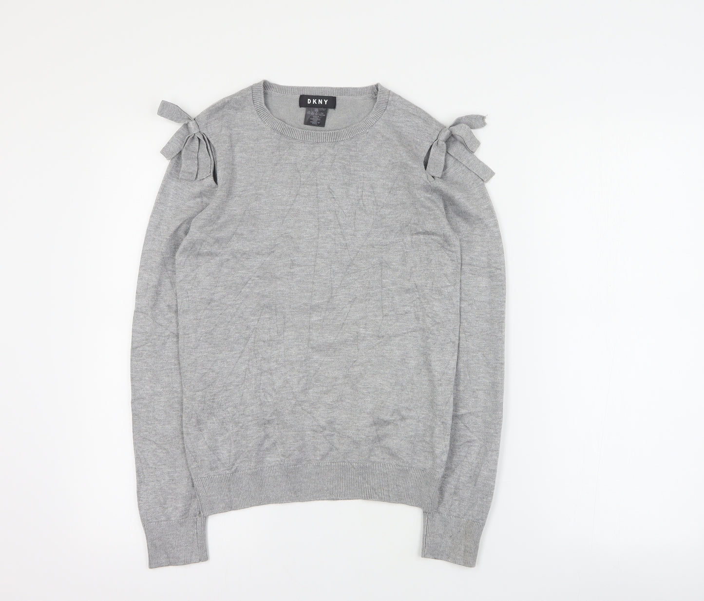 DKNY Womens Grey Round Neck  Viscose Pullover Jumper Size XS