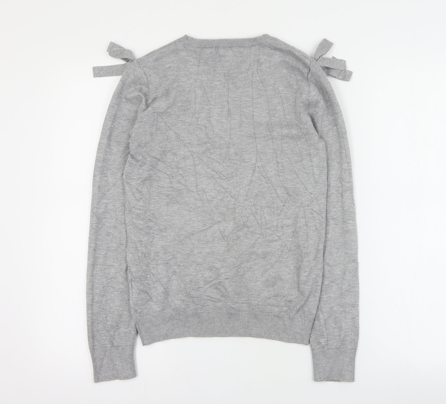 DKNY Womens Grey Round Neck  Viscose Pullover Jumper Size XS