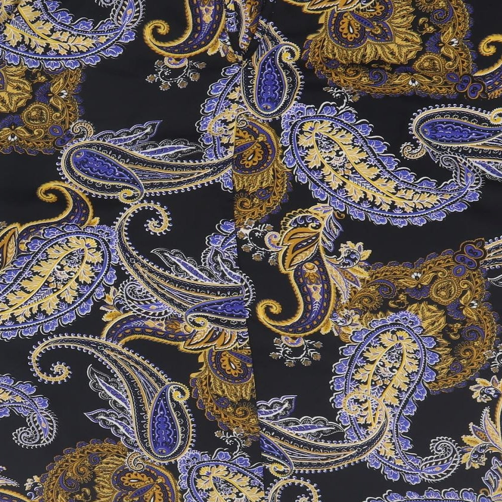 Dorothy Perkins Womens Black Paisley Polyester Basic Blouse Size 16 Round Neck