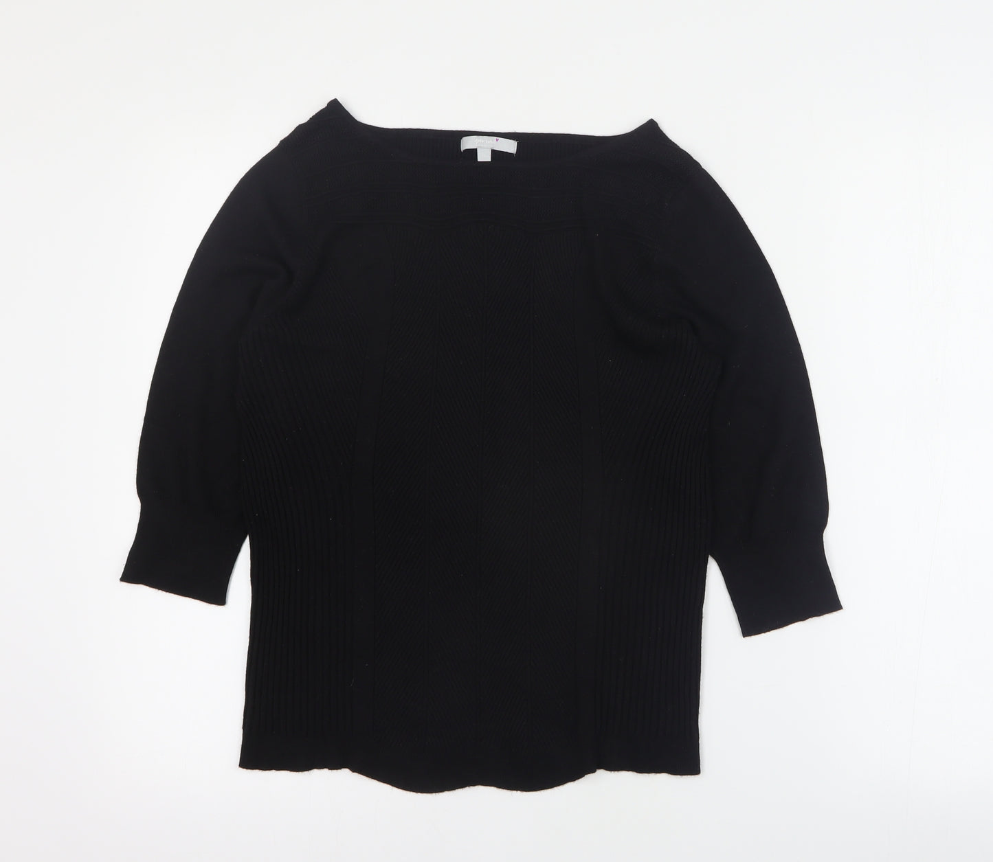 Per Una Womens Black Boat Neck  Viscose Pullover Jumper Size 16