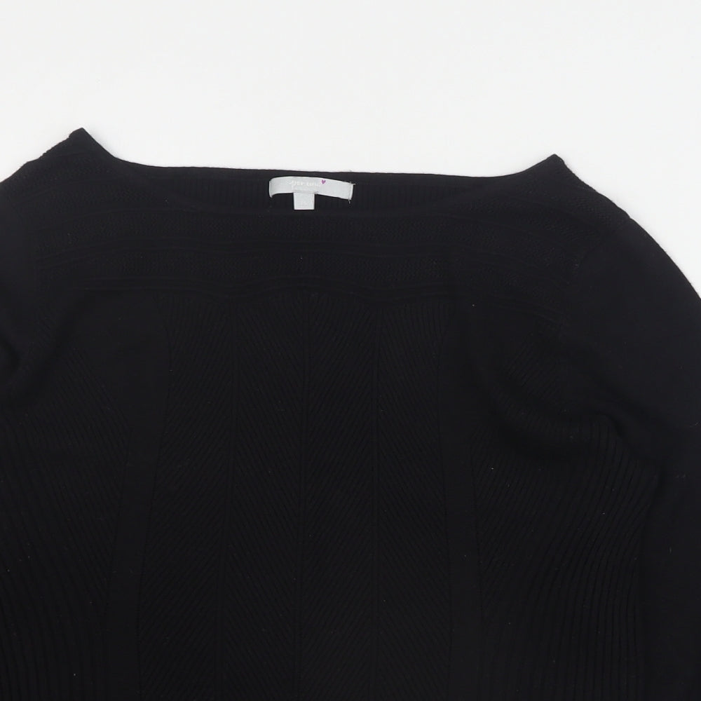 Per Una Womens Black Boat Neck  Viscose Pullover Jumper Size 16