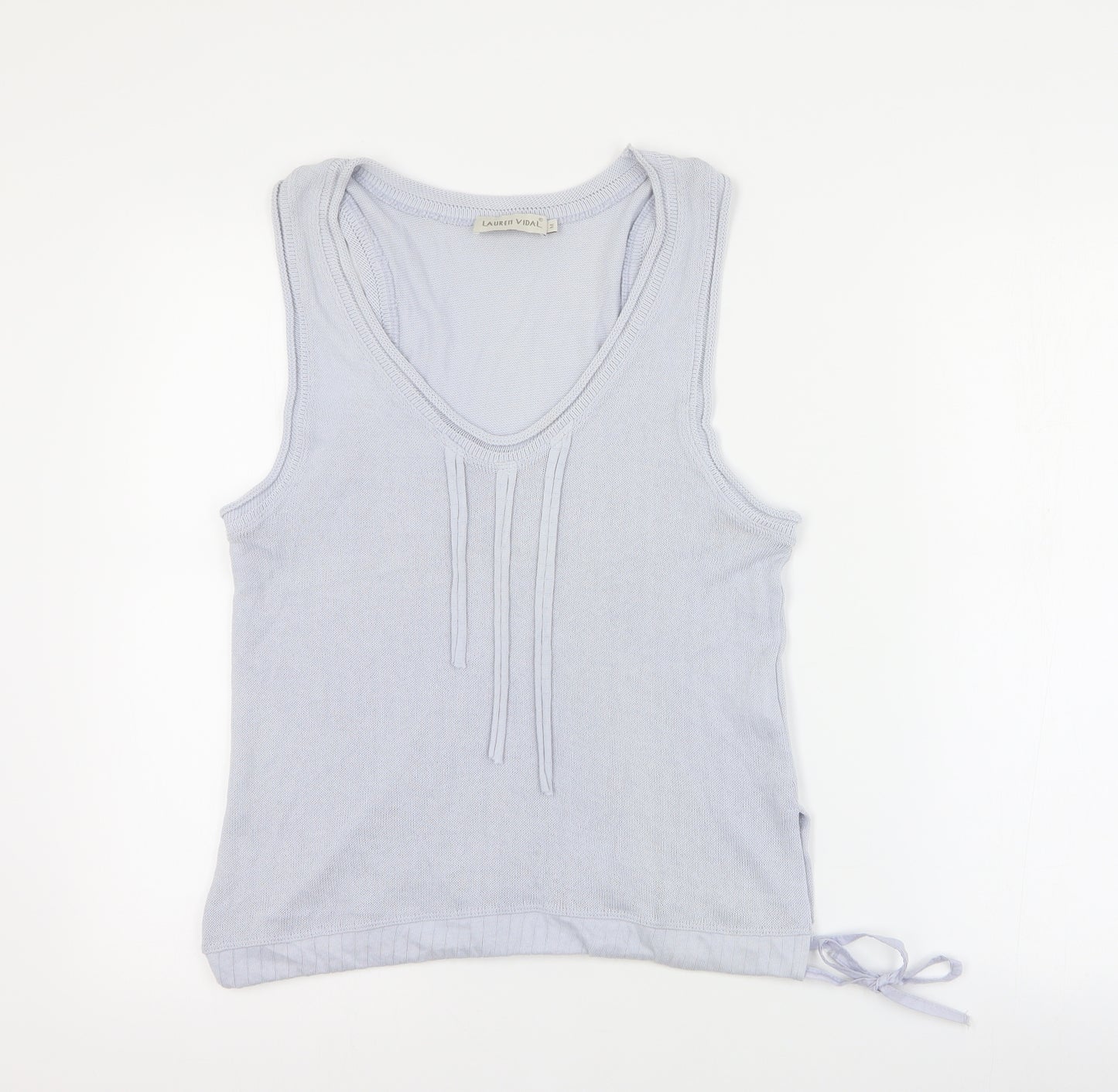 LAUREN VIDAL Womens Blue  100% Cotton Basic Tank Size M V-Neck