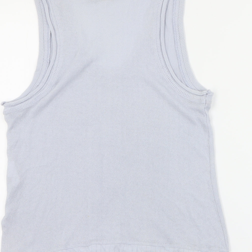 LAUREN VIDAL Womens Blue  100% Cotton Basic Tank Size M V-Neck