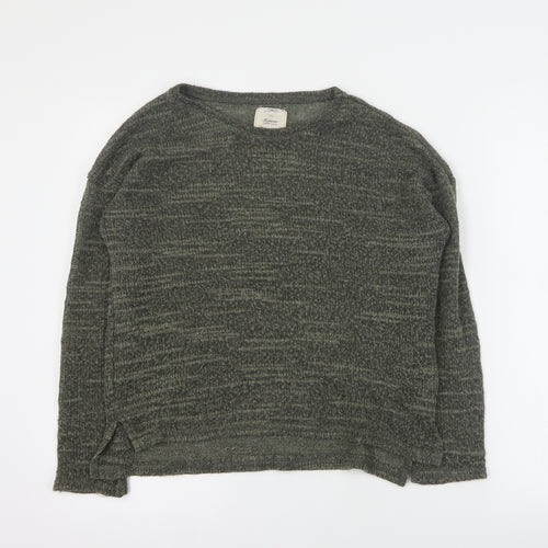 New Look Womens Green Round Neck  Acrylic Pullover Jumper Size 14