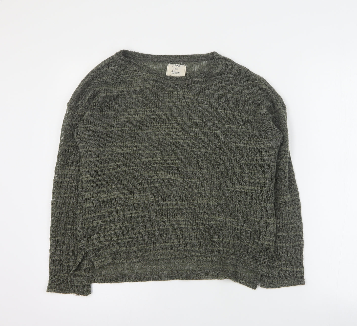 New Look Womens Green Round Neck  Acrylic Pullover Jumper Size 14
