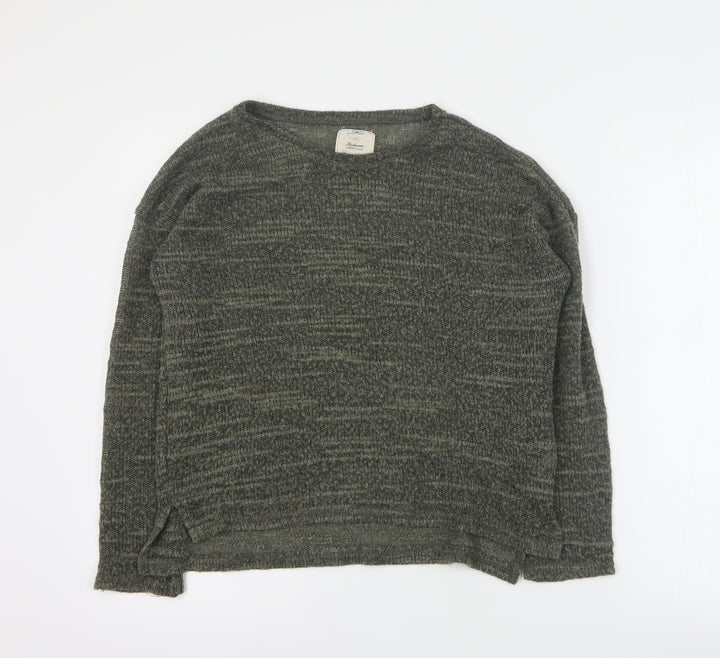New Look Womens Green Round Neck  Acrylic Pullover Jumper Size 14
