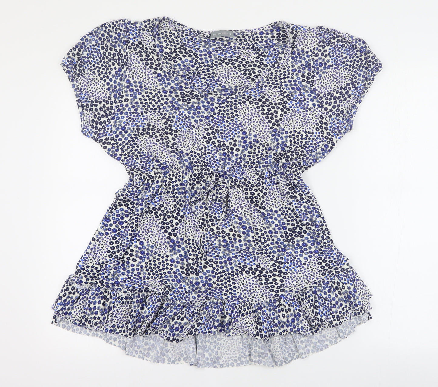 Per Una Womens Blue Floral Viscose Basic Blouse Size 18 V-Neck
