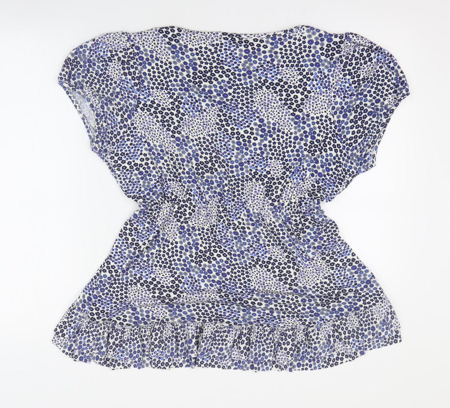 Per Una Womens Blue Floral Viscose Basic Blouse Size 18 V-Neck