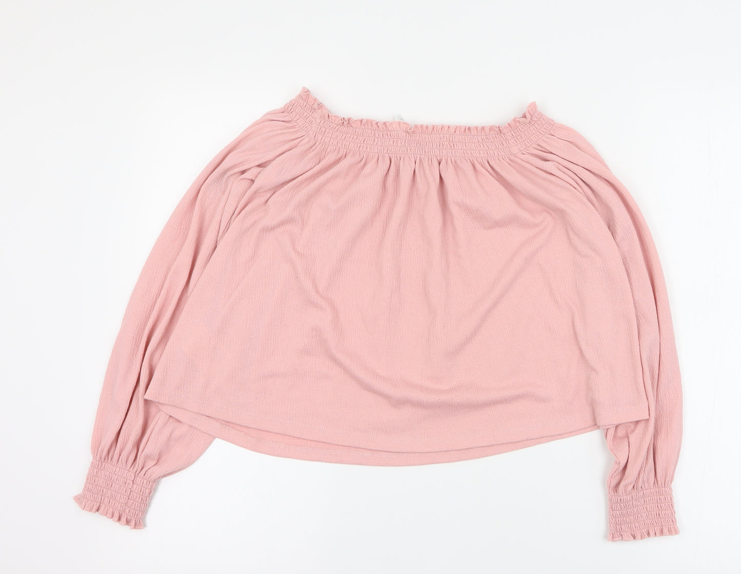 H&M Womens Pink  Polyester Basic Blouse Size M Off the Shoulder