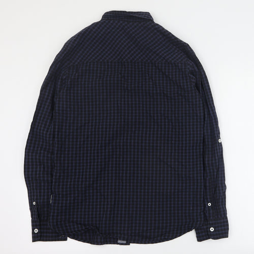 Lee Cooper Mens Blue Plaid Cotton  Button-Up Size S Collared Button