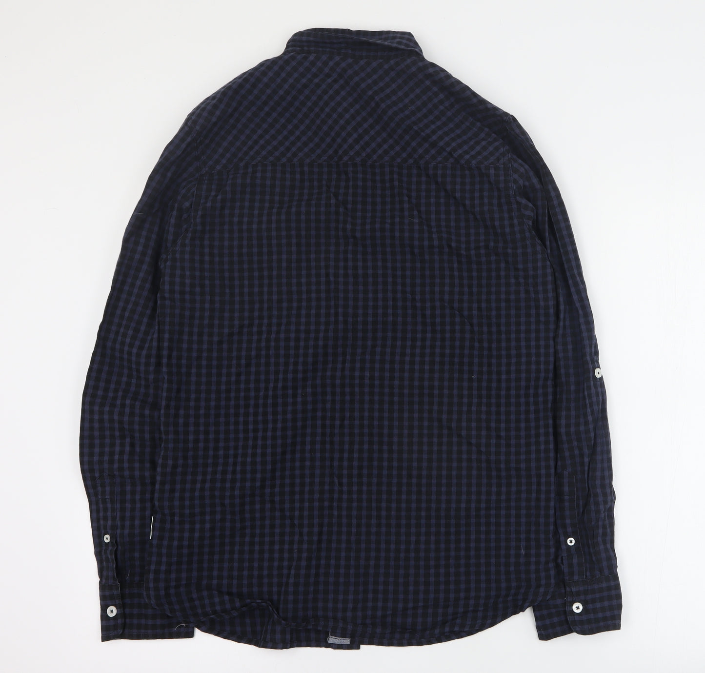 Lee Cooper Mens Blue Plaid Cotton  Button-Up Size S Collared Button