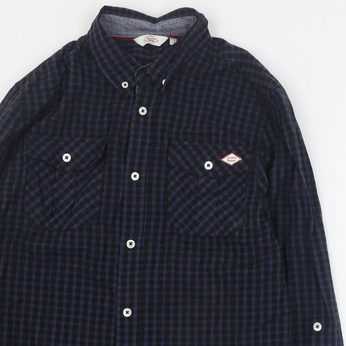 Lee Cooper Mens Blue Plaid Cotton  Button-Up Size S Collared Button