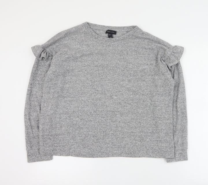 New Look Womens Grey Round Neck  Viscose Pullover Jumper Size M